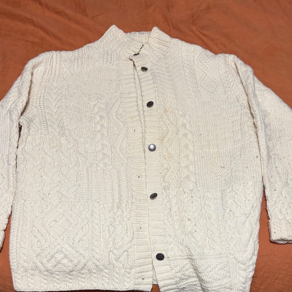 Lauren Ralph Ivory Heavy Weight Cable Knit Cardigan